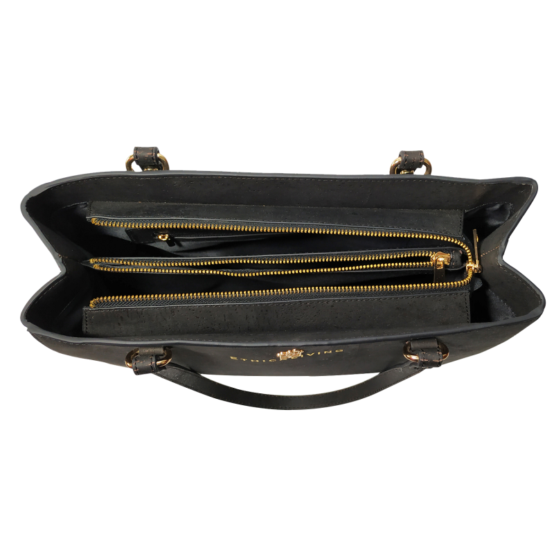 EthicaLiving Luxury Vegan Black Cork Handbag