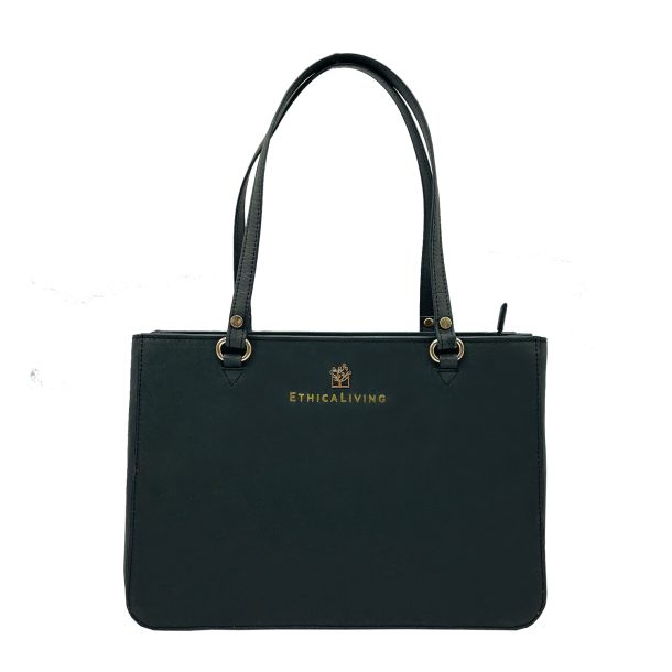 Sustainable Luxury Black Paper Leather Handbag