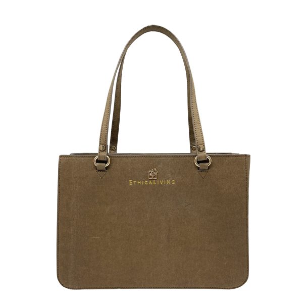 Sustainable Luxury Brown Paper Leather Handbag