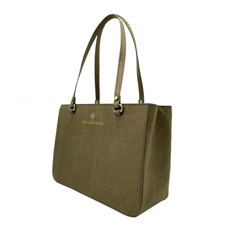 Sustainable Luxury Brown Paper Leather Handbag