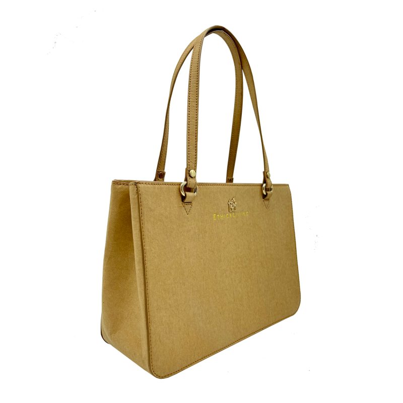 Sustainable Luxury Tan Paper Leather Handbag