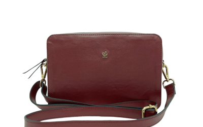 Vegan Red Cactus Crossbody Bag with Leather Strap