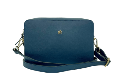 Vegan Navy Blue Cactus Crossbody Bag with Leather Strap